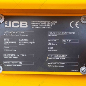 Вилочный погрузчик JCB 930-4 2019 г. 55кВт 3925 м/ч. № 5664 B